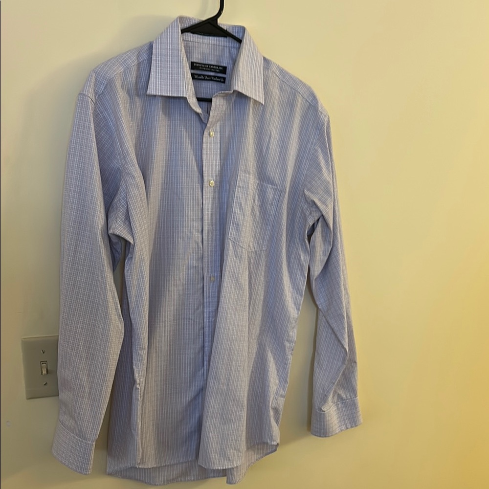 Forsyth of Canada Tailored Fit Gingham Check Button Down Collar Dress Shirt 🩵💜
